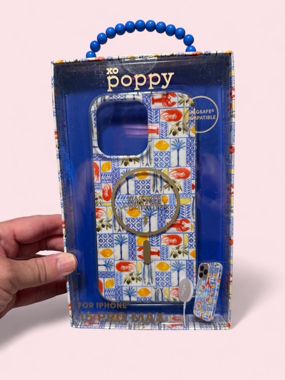 Xo Poppy MagSafe-Compatible iPhone 16 promax Case in Blue Italy Pattern